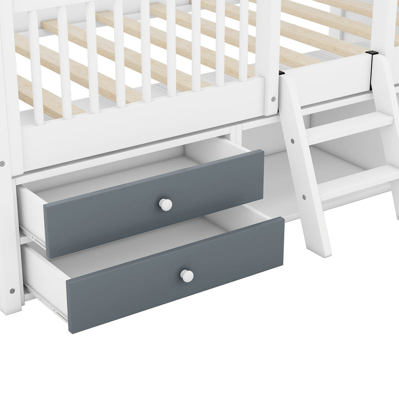 Twin Size Wood Bed House Bed Frame,White