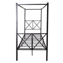 Twin Size Metal Canopy Bed Frame, Platform Bed Frame  with X Shaped Frame Black