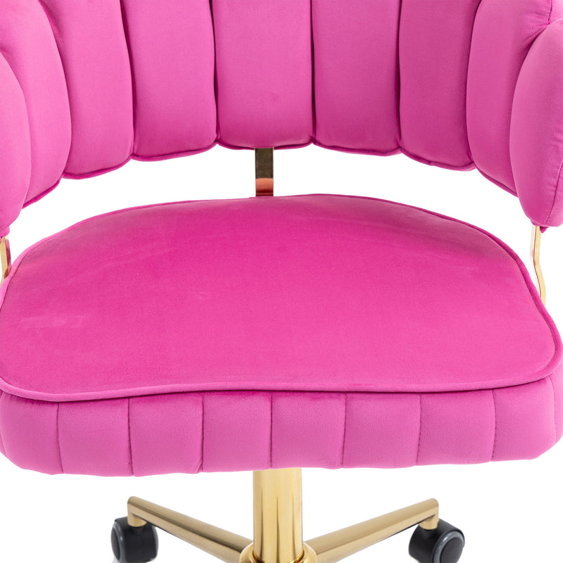 Modern Velvet Home Office Desk Chair With Adjustable Height And Swivel Wheels
