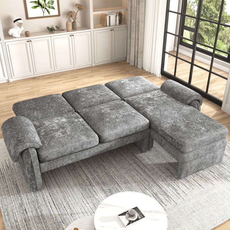 Convertible Futon Sofa Bed With Adjustable Backrest, Reversible Chaise Lounge And 2 Removable Armrest Pillows