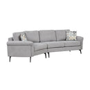 Upholstered 3 Seater Curved Sofa With Printed Pillows Chenille