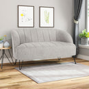 Modern Loveseat With Channel Stitching And Iron Legs - Light Gray