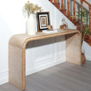 Console Table With Wood Beads Curved Waterfall Style Table - Antique Natural / Natural / Rustic / Natural / White