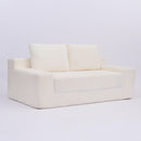 Loveseat Sofa, Comfortable Deep Seat Sofa Bed, Modern Small Corduroy Couch For Living Room Bedroom,Reversible Cushion With Pillows,No Assembly Required,White