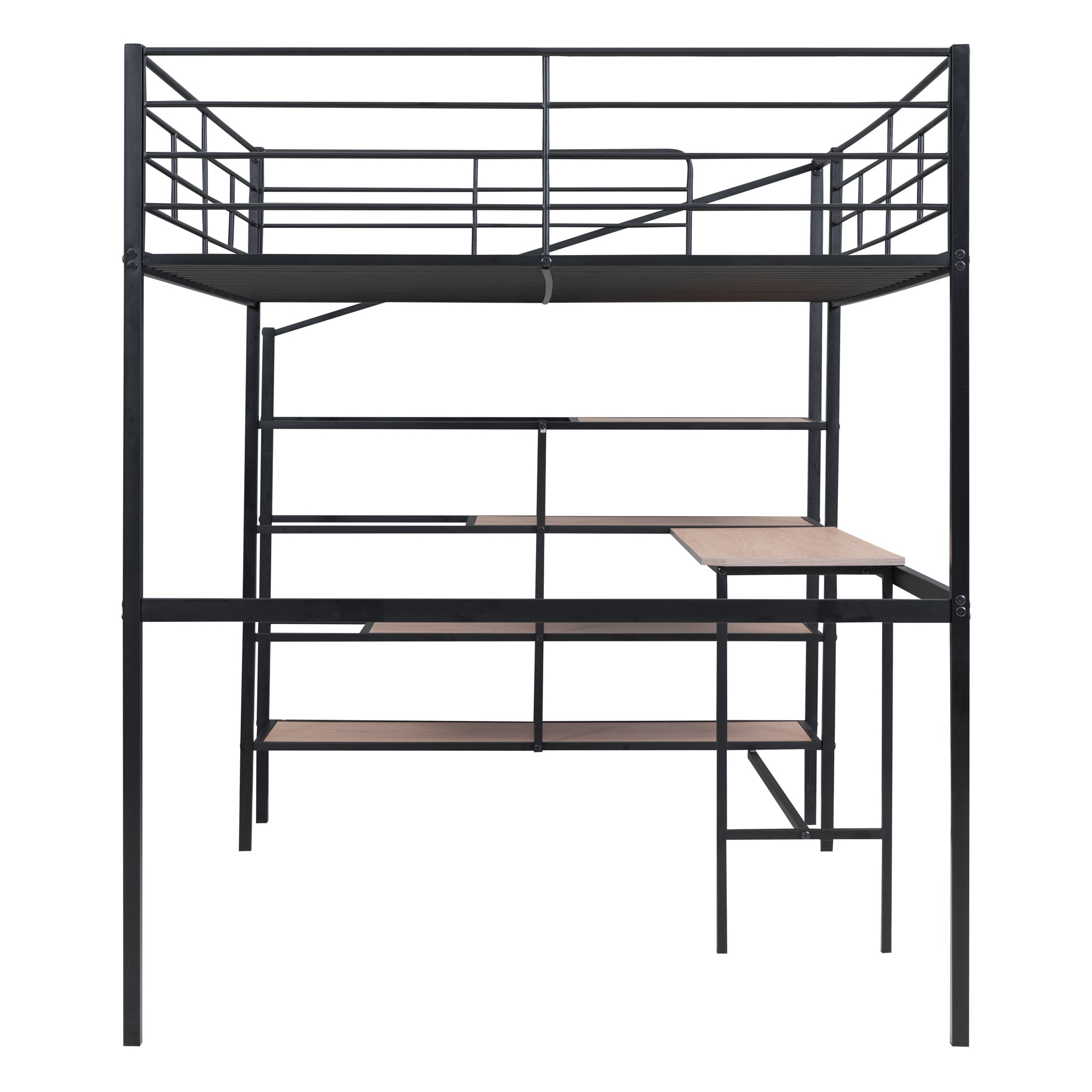 Full Size Metal Loft Bed with Desk and Lateral Storage Ladder, Black - Atlantic Fine Furniture Melbourne FL