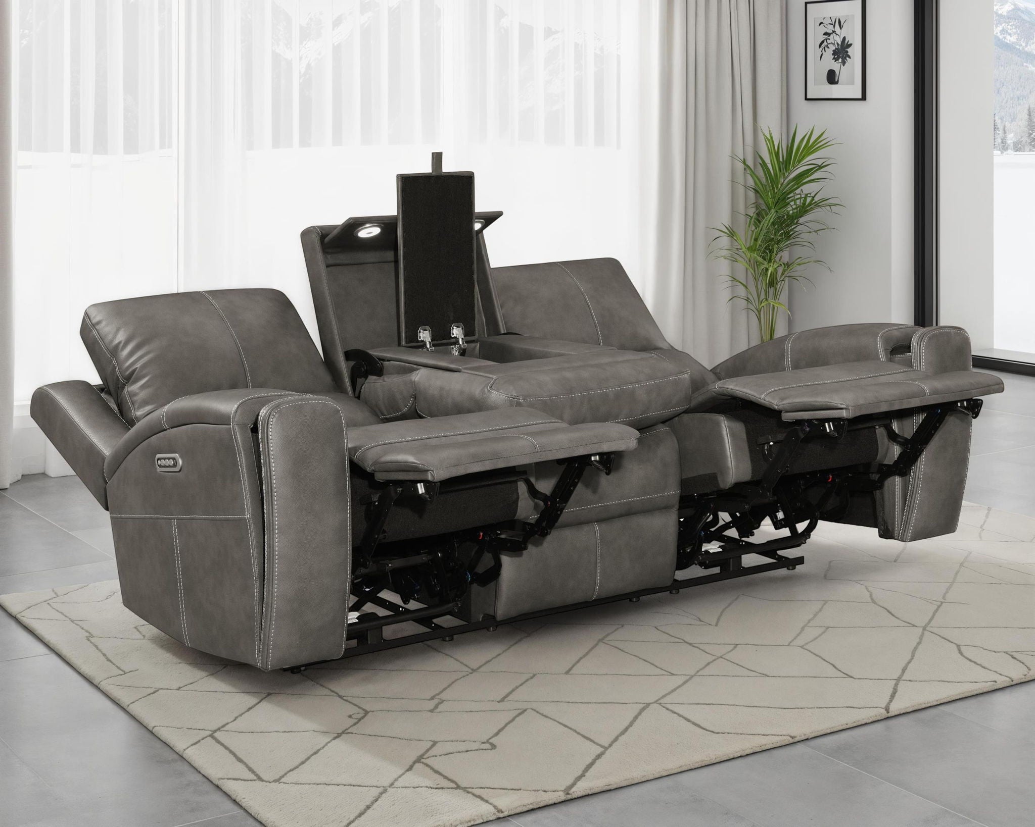 Brickston Triple Power Reclining Sofa Charcoal