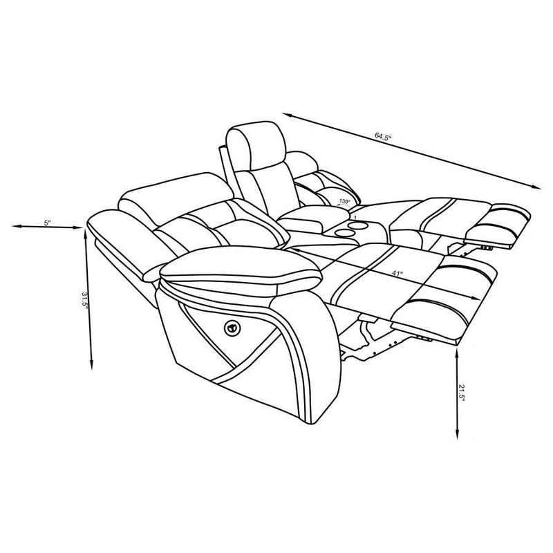 Higgins - Upholstered LAF Power Loveseat - Gray