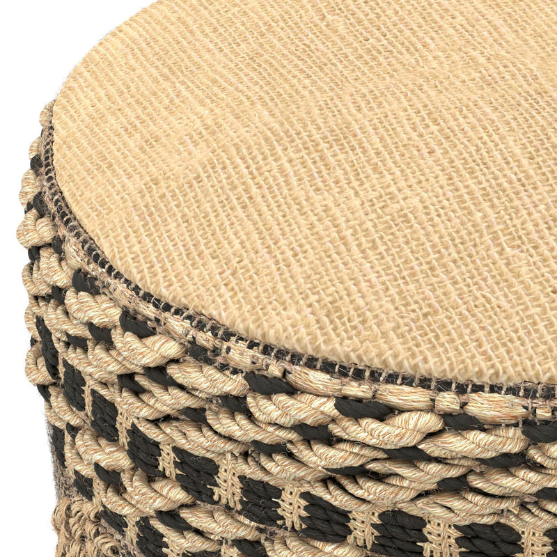 Stella - Round Woven Pouf - Natural / Black