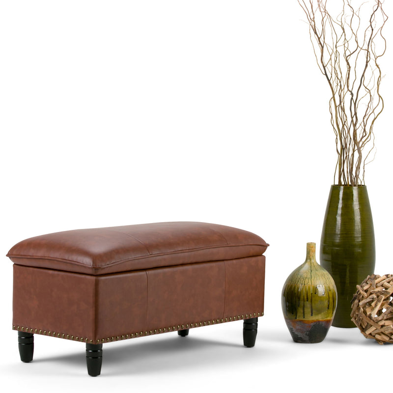 Emily - Storage Ottoman - Cognac