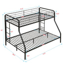 Modern Twin Over Full Metal Bunk Bed With Trundle And Dual Side Ladder And Metal Design - Black / Brown