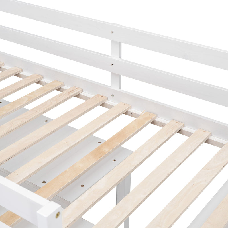 Loft Bed With Retractable Writing Desk And 4 Drawers, With Lateral Portable Desk And Shelves