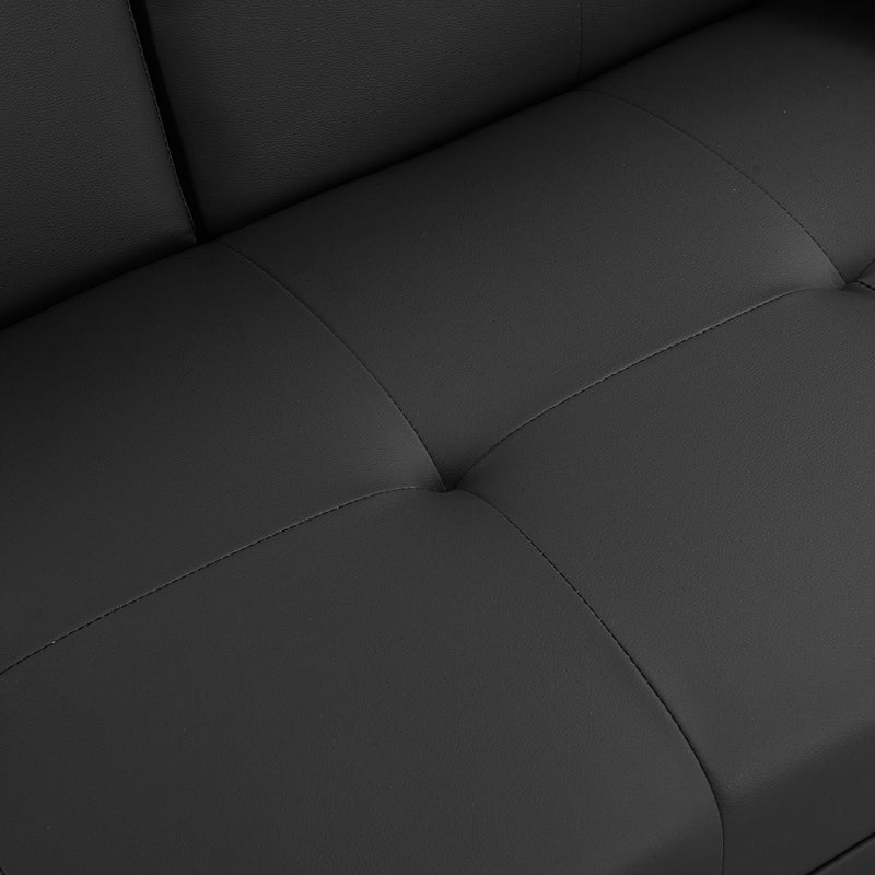 Modern Sofa Bed With Armrest 2 Holders, Wood Frame & Stainless Leg