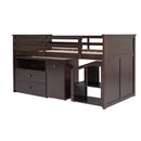 Loft Bed Low Study Twin Size Loft Bed With Storage Steps and Portable,Desk,Espresso(OLD SKU: LT000101AAP)