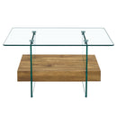 Modern 2 Tier Square Coffee Table, Elegant Marble Pattern