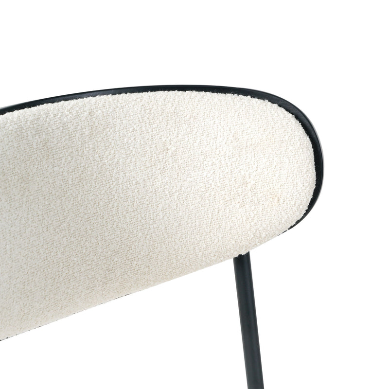 Boucle Modern Kitchen Dining Chair With Bentwood Back (Set of 2)