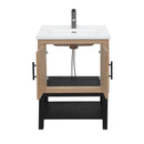 Modern Freestanding Bathroom Vanity With Ceramic Sink, Hot And Cold Faucet, Storage Cabinet & Open Shelf