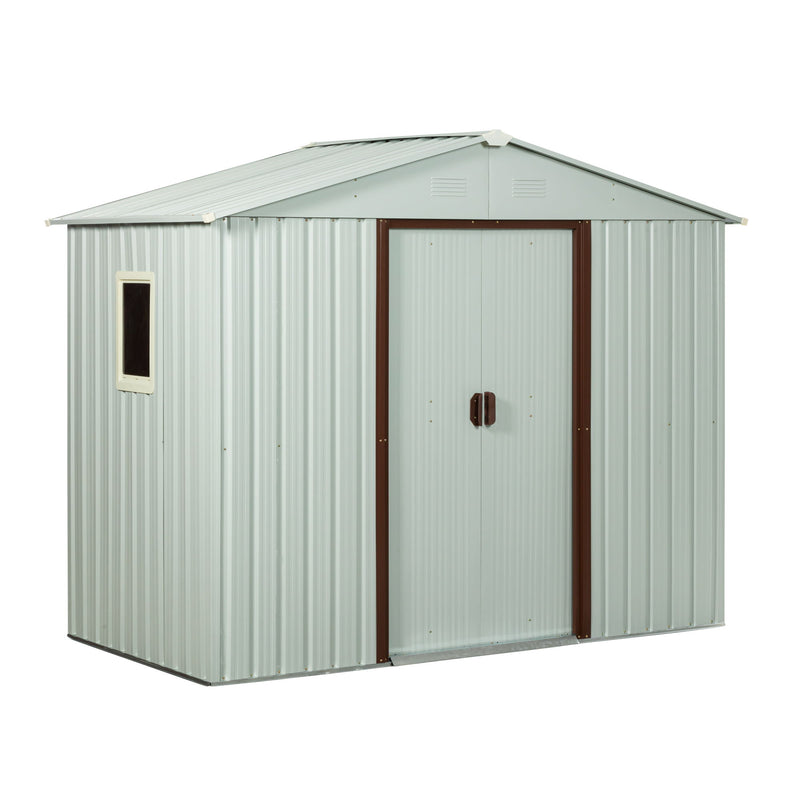 Ry-Sdyx56-Ww Outdoor Metal Storage Shed With Window - White