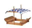 Kids Sandbox With Adjustable Cover, Sand Box With 2 Foldable Bench Seats, Outdoor Sandpit For Backyard Play - Light Brown