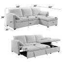 Yaroslav - Reversible Sectional Sofa With Sleeper & Storage - Cream Chenille