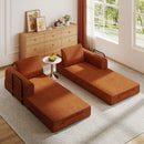 Convertible Sleeper Sofa Bed With Cylindrical Pillow, Fixed Shape Frame