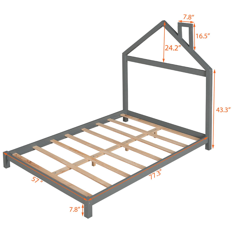 Platform Bed With House Shaped Headboard