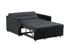 Maeve - Velvet Convertible Sleeper Loveseat With Tufting and Side Pocket - Black
