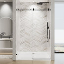 Frameless Single Sliding Soft Close Shower Door, 5 / 16" Clear Nano Coated Tempered Glass And 304 Stainless Steel Handle - Matte Black