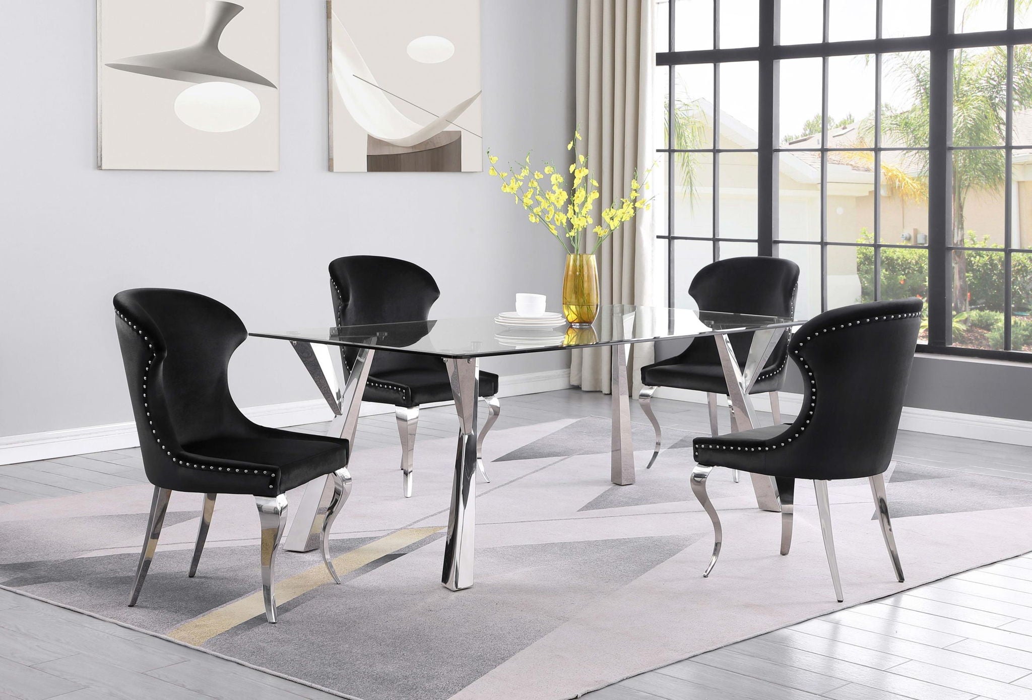 Cheyanne Upholstered Dining Side Chair Black (Set of 2) - Atlantic Fine Furniture Melbourne FL