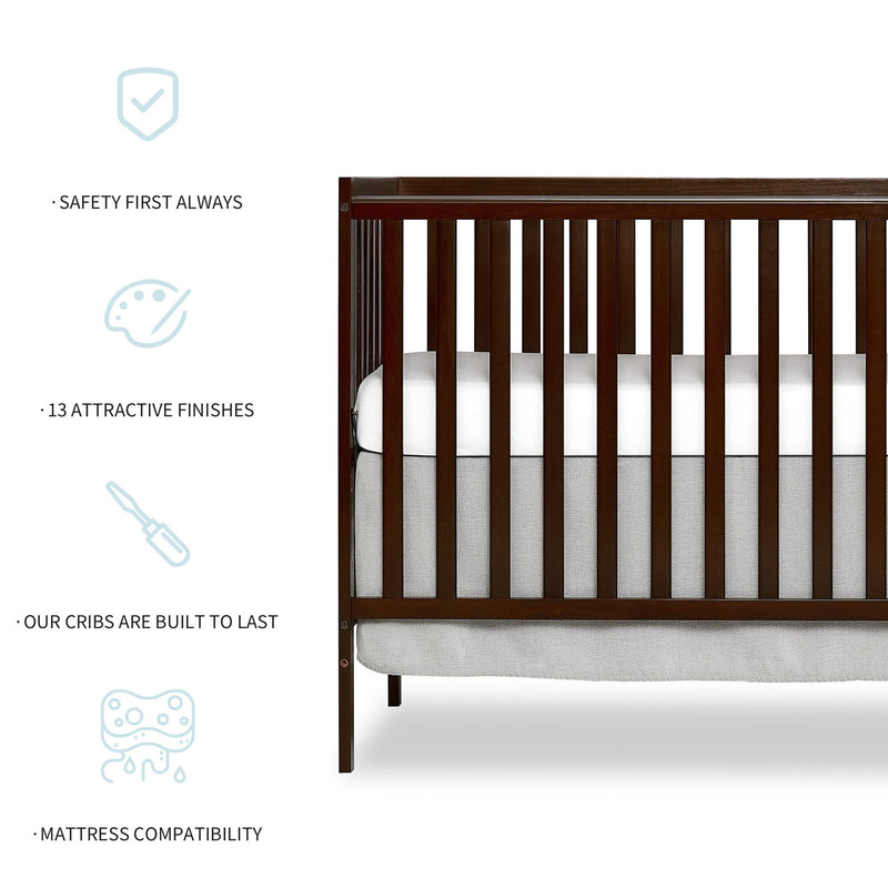 Crib 5 In 1 Convertible, Converts From Baby Crib To Toddler Bed, Fits Standard Full Size Crib Mattress