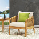 Acacia Wood And Wicker Outdoor Club Chair, Deep Seating With Soft Cushion, Porch Chairs For Garden, Backyard Porch Balcony - Brown / Beige