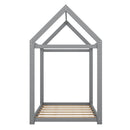 Twin Size Wooden House Bed, Gray