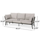 Mid Century Modern 3 Seater Sofa With Pillow Cushions - Light Gray