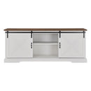 Farmhouse Sliding X Barn Door 70" TV Stand for 80" TVs - Rustic Oak/Brushed White