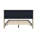 Queen Size Corduroy Platform Bed with Metal Legs, Beige