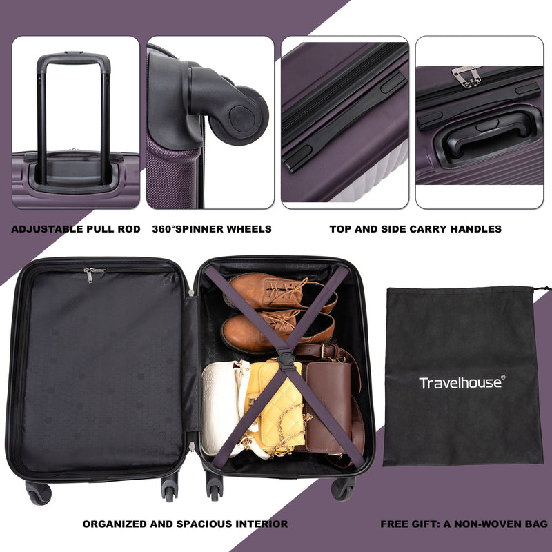 20" Carry On Luggage Lightweight Suitcase, Spinner Wheels