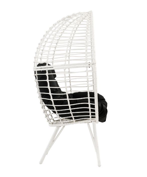 Galzed - Patio Lounge Chair - Black Fabric & White Wicker - Atlantic Fine Furniture Inc