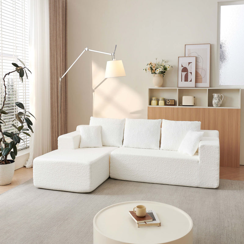 Modular Cloud Sectional Couch With L Shape Chaise - White
