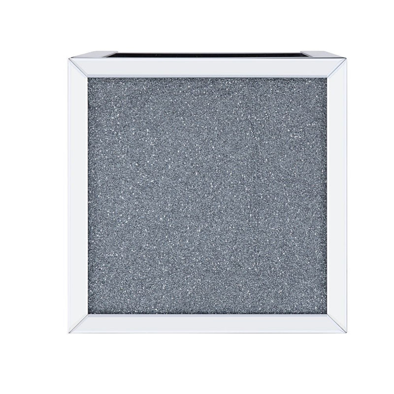 Noralie - End Table With Open Storage Compartment - Clear Glass, Mirrored & Faux Diamonds