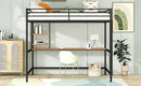 Full Metal Loft Bed with Desk and Shelve, Black