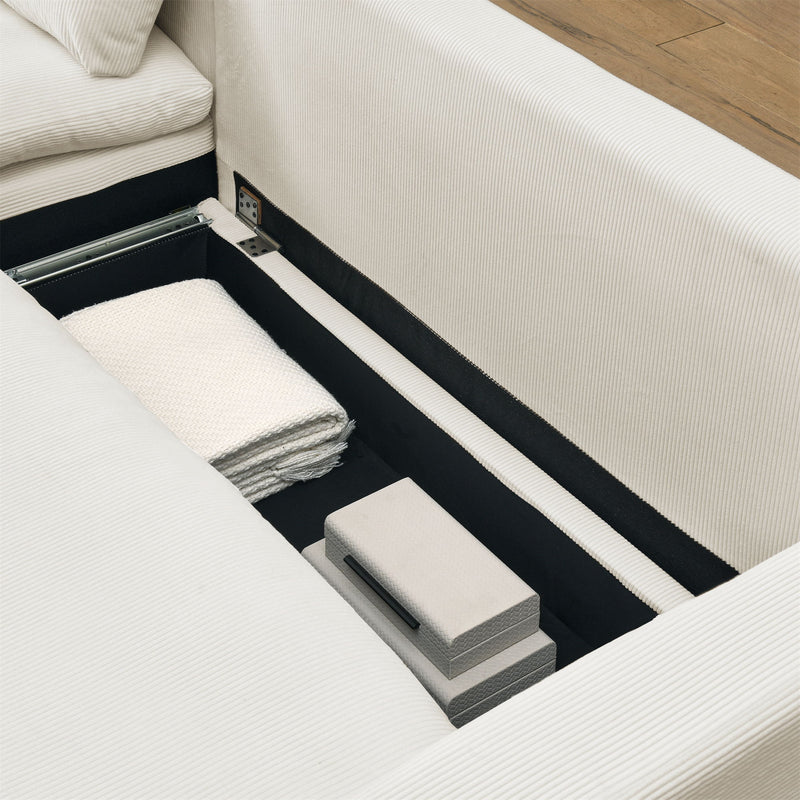 Convertible L Shaped Sleeper Sofa Bed With Reversible Chaise And Storage