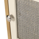 Contemporary End Table With Rattan Accents And Tempered Glass - Natural / White