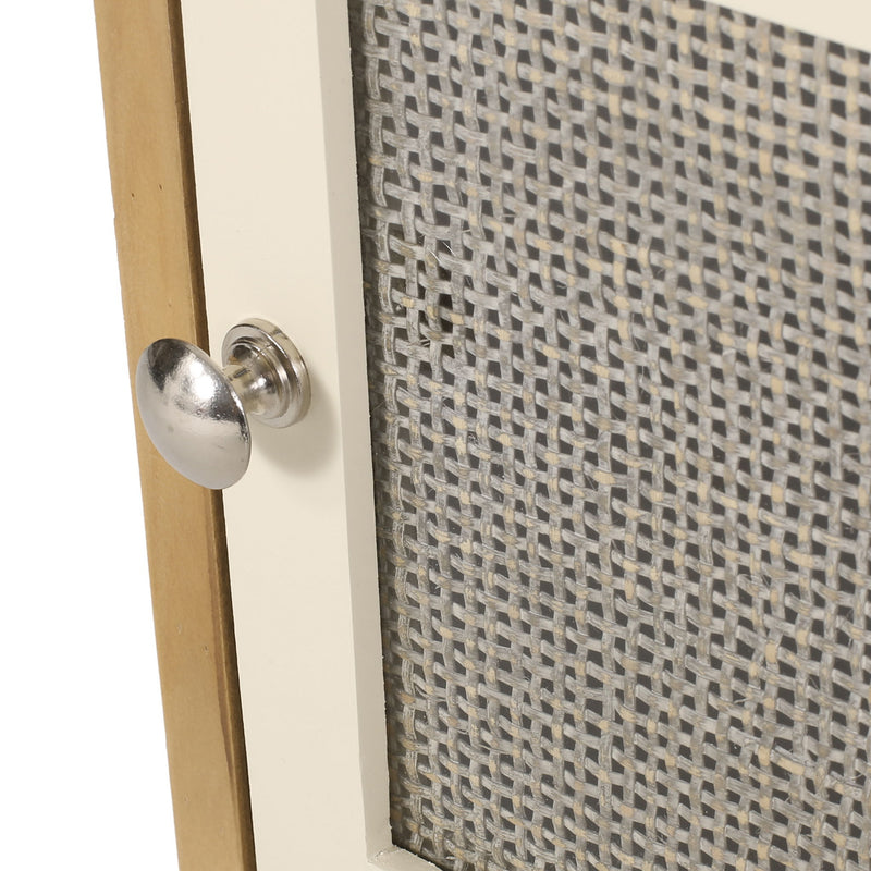 Contemporary End Table With Rattan Accents And Tempered Glass - Natural / White