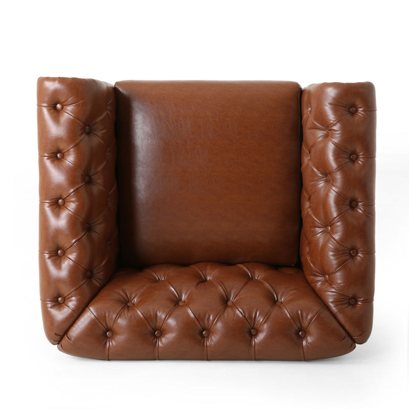 Luminex - Tufted Upholstered Club Chair With Nailhead Accents And Scrolled Tuxedo Arms