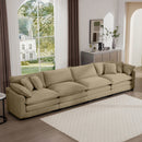 Modern Upholstered 4 Seater Corduroy Fabric Sofa With Arm And Throw Pillows