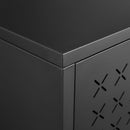 Grid Double Door Shoe Cabinet With Adjustable Compartments And Moisture-Proof Design In White Metal