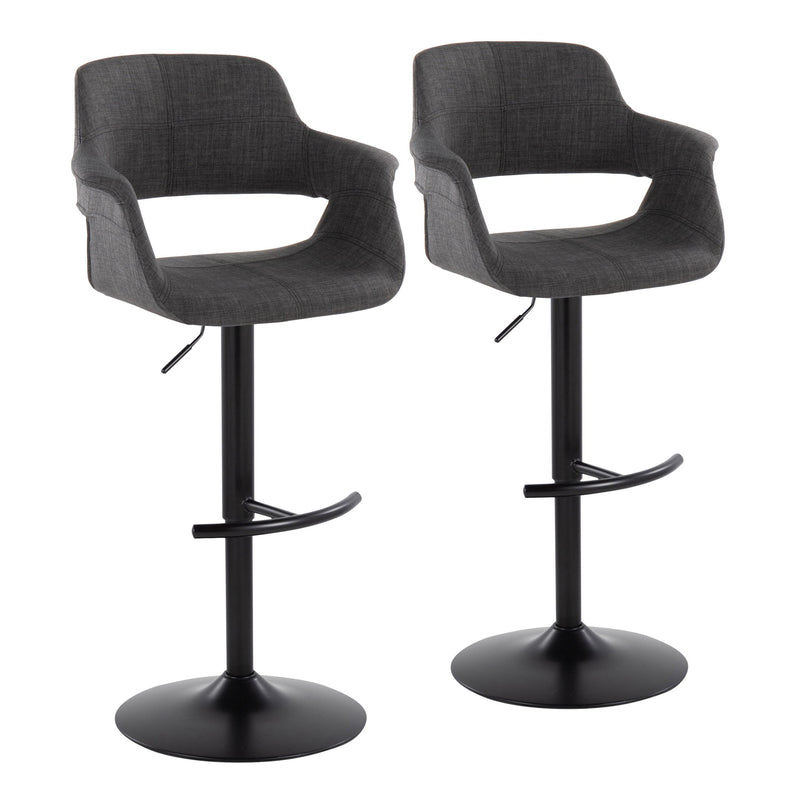 Vintage Flair - Mid Century Modern Adjustable Barstool With Swivel & Rounded T Footrest (Set of 2)