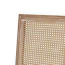 French Country Dining Chair With Rectangular Cane Backrest And Smooth Upholstered Seating