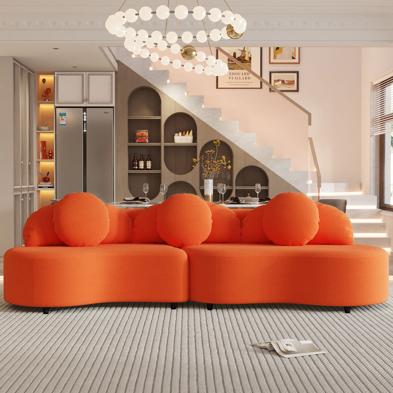 Modern Living Room Sofa Lamb Velvet Upholstered For Home