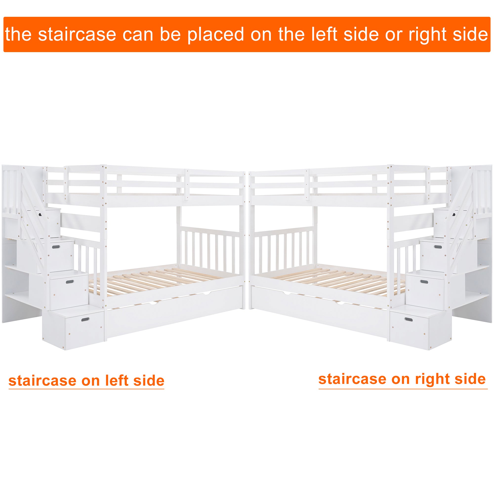 Twin over Twin/Full Bunk Bed with Twin Size Trundle (White)(OLD SKU :LP000025AAK) - Atlantic Fine Furniture Melbourne FL