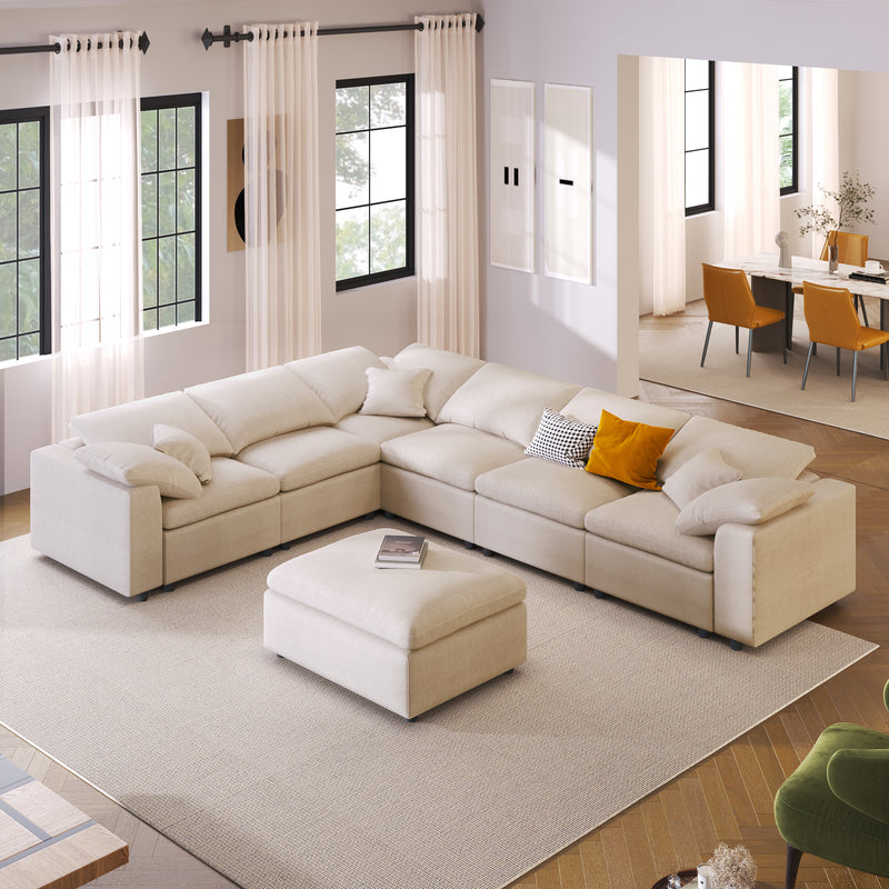 U_Style Oversized Modular Sectional Sofa with Ottoman L Shaped Corner Sectional for Living Room, Office, Spacious Space